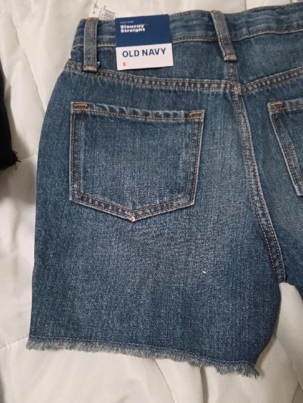 Old Navy Blue High-Rise Slouchy Straight Shorts